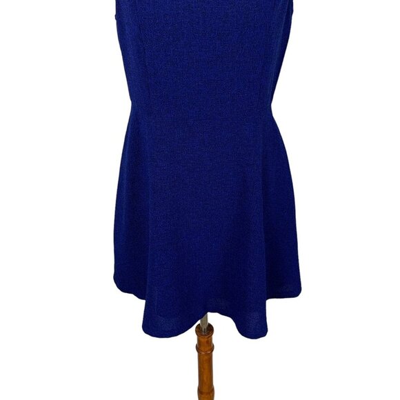 Skies Are Blue Royal Blue Sleeveless Fit And Flare Textured Dress MP Chic - Picture 3 of 7